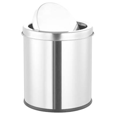 Imagem de Lixeira Inox Banheiro Cesto Tampa Basculante 3 L Escritório