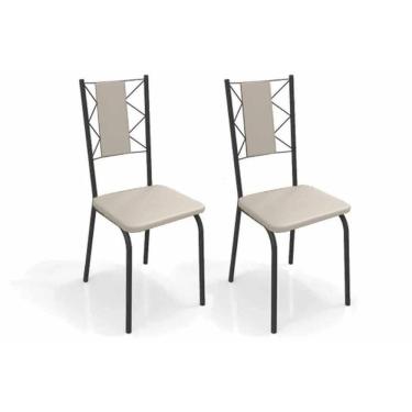 Imagem de Cadeira De Cozinha Lisboa 2c076prf Aço Kit 2 Un Preto-ano Bege - Kappesberg