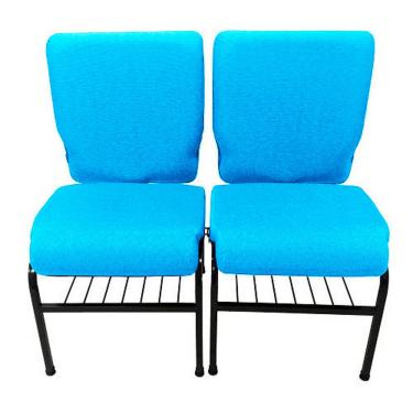 Imagem de 02 Cadeiras para Igrejas c/ Porta Biblía e Porta Cálice Azul