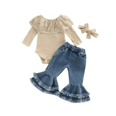 Imagem de Macacão jeans Outfit Covvoliy Infant Baby Girls 12-24M