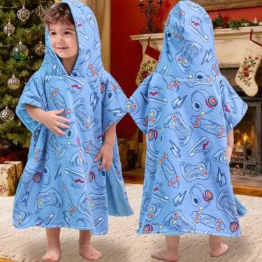 Imagem de VOOVA & MOVAS Poncho de toalha com capuz de duas camadas para bebês (2 a 4 anos, 50 x 53 cm) | Algodão ultramacio e absorvente | Toalha de banho infantil grossa para natação, praia, chuveiro e inverno