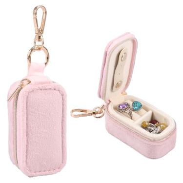 Imagem de 2 miniporta-joias de viagem, porta-joias de veludo, pequeno porta-joias, porta-anel portátil, organizador de anel retangular para colar de brinco