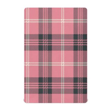 Imagem de Lençóis de berço padrão para berço e colchão infantil para meninos e meninas 99 x 68 cm estampa de concha de estrela do mar rosa (xadrez rosa e preto 33, pequeno)