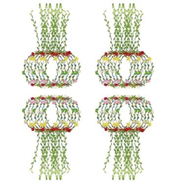 Imagem de patscorai 28 peças de coroa de flores coloridas sortidas, coroa de flores com folhas verdes, tiara de cabeça floral para festas de casamento, festas de fadas