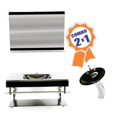 Imagem de Combo 2 em 1 - Gabinete 80cm Bélgica + Torneira Ibiza - EKASA, Preto