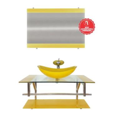 Imagem de Gabinete de Vidro 90cm para Banheiro Romênia - EKASA, Amarelo
