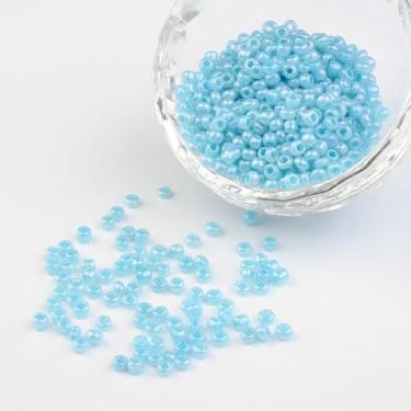 Imagem de Cerca de 1101 peças de contas redondas de semente de vidro, 50 g turquesa pálida pequena conta espaçadora solta, pingente de fabricação de joias a granel para colar, pulseira, brinco e artesanato DIY