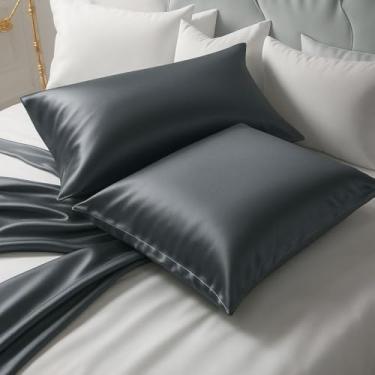 Imagem de Kit 6 Fronhas de Cetim Anti Frizz 48x68cm Premium – Fronha para Cabelo e Pele Macia (Grafite)