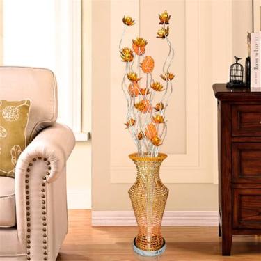 Imagem de Luminária de chão nórdica moderna com estampa floral, em alumínio, para sala de estar, sofá, quarto, casamento, com LED, originalidade e design decorativo (Estilo 13)