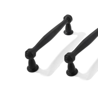 Imagem de CABDM Pacote com 2 puxadores de armário de 3 polegadas (76 mm) de centro a centro preto fosco para armários armários sólidos puxadores de gaveta resistentes cômodos cozinhas quartos