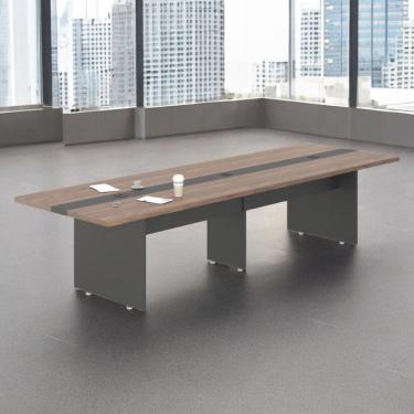 Imagem de Mesa De Reunião 8 Lugares Com Faixa Bari Noce Preto