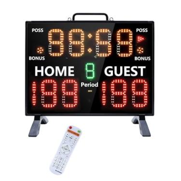 Imagem de LUCKY TIME Placar eletrônico de atualização 2025 com controle remoto, placar digital LED com temporizador, placar portátil para jogos de esportes ao ar livre (placar)