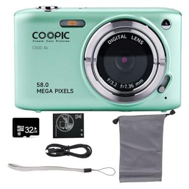 Imagem de COOPIC Câmera digital HD C600 com cartão micro SD de 32 GB, 58 MP, vídeo 4K, ideal para viagens, vlogging e fotografia criativa (verde, 32 GB)