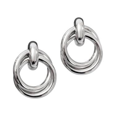 Imagem de Brincos de argola triplos modernos, banhados a ouro e prata, design moderno, joias modernas para mulheres, normal, Aço inoxidável, Sem pedra preciosa