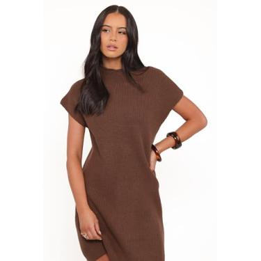 Imagem de Petal & Pup Vestido feminino Wright de malha marrom chocolate
