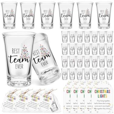 Imagem de Vesici 40 conjuntos de copos de shot Coworkers Are Like Christmas Lights Card Organza Bags Small Office Holiday Appreciation Gift for Staff Employee Team