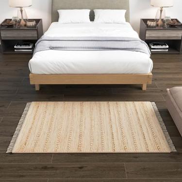 Imagem de Eco Crave Tapetes de área de juta tecidos à mão 0,9 x 1,5 m – Tapetes internos internos trançados rústicos naturais para casa de fazenda, perfeitos para sala de estar, quarto, jantar, cozinha