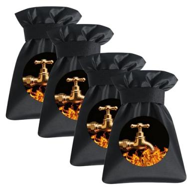 Imagem de Coberturas de torneira ao ar livre para proteção contra congelamento de inverno, 17 cm L x 21 cm A capa de mangueira externa para inverno impermeável reutilizável babadores de mangueira isolada, 4