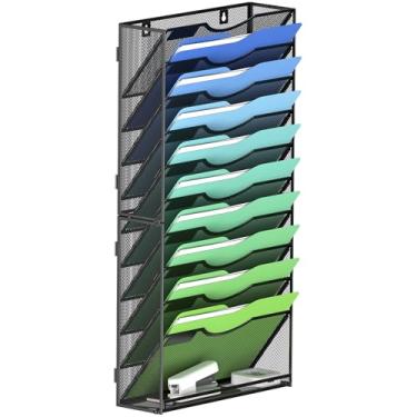 Imagem de Kuntine.B Organizador de arquivos de parede para escritório, suporte de revista, organizador de arquivos de parede para escritório, casa (preto, 11 camadas)