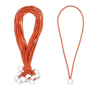 Imagem de PATIKIL Cordão elástico de 30,5 cm, 35 peças de cordas elásticas com esferas, lona de dossel, cordão elástico para acampamento ao ar livre, postes de barraca de abrigo de carga, laranja