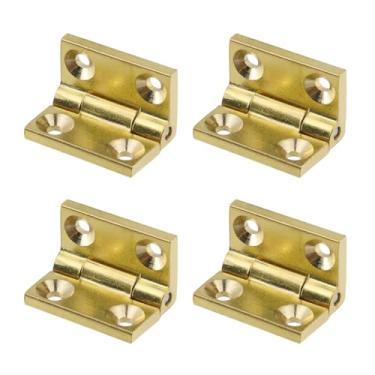 Imagem de Pastlla 4 peças mini dobradiças de gaveta de armário de latão sólido, dobradiças pequenas de 90 graus, conectores para caixa de presente de joias, caixa de madeira, caixas delicadas de casa de boneca