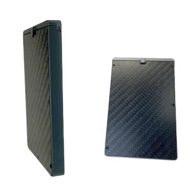 Imagem de X HobbyWdiy Carteira masculina minimalista Mountain Travel – clipe de cartão de crédito de fibra de carbono fosco RFID ultrafino e clipe para dinheiro, carteira masculina, Cinza, One Size, Caixa de