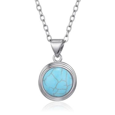 Imagem de TALYKONG Colar de turquesa/pedra da lua para mulheres, joias modernas de Natal, presentes para mulheres, Small, Sem Pedra Preciosa