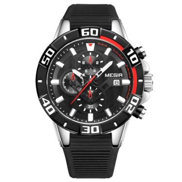 Imagem de Relogio masculino esportivo comcronógrafo silicone a prova d´agua quartzo