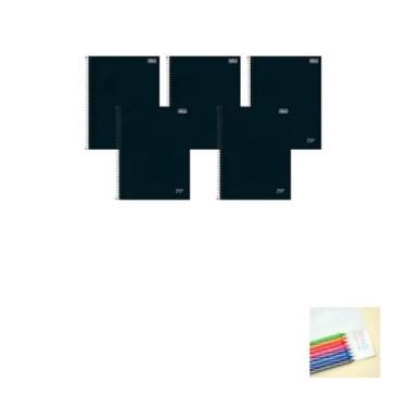 Imagem de Kit Caderno Universitário Zip Preto 80F Tilibra + Caneta Esferográfica Spiro Pote 24 Unidades