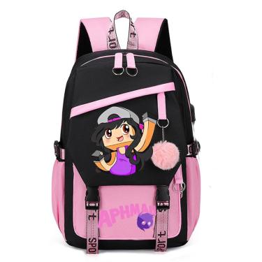 Imagem de Mochila escolar infantil Aphmaus Impressa em 3D Oxford 29x16x46cm