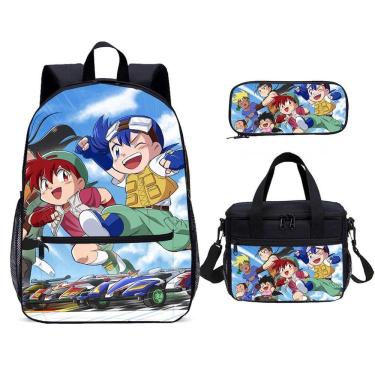 Imagem de Conjunto de mochilas: mochila escolar de anime 4WDSs com lancheira e bolsa de lápis