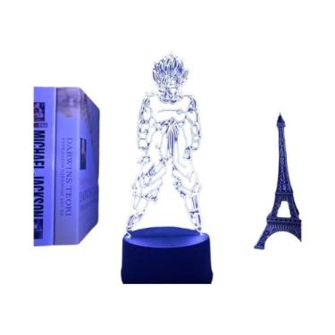 Imagem de Luminária LED Super Saiyan Goku Com Suporte De Acrílico, Decoração De 