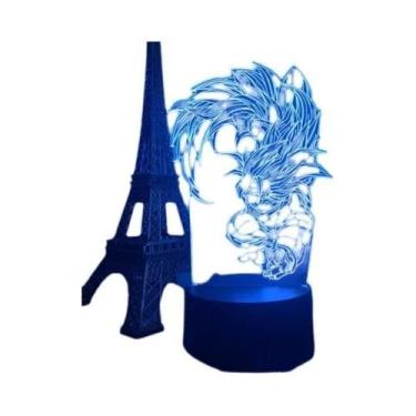 Imagem de Luminária LED Super Saiyan Goku Com Suporte De Acrílico, Decoração De 