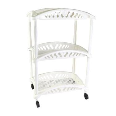 Imagem de Fruteira de Chão Organizador Vertical 3 Andares com Rodinhas Plástico (Branco)