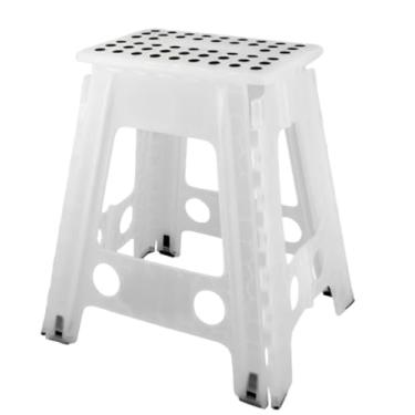 Imagem de Banqueta Plástica Dobrável 450 mm 150 kg Transparente Base Antiderrapante banquinho banheiro para Interiores e Exteriores