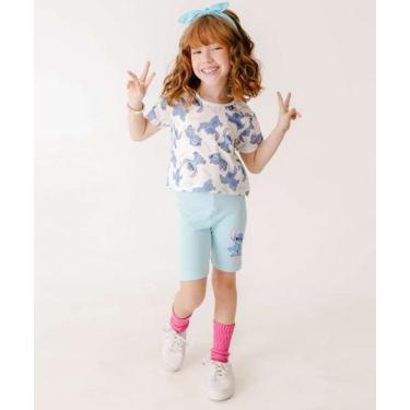 Imagem de Bermuda Infantil Ciclista Stitch Disney Tam 4 a 10-24097, Azul, 6