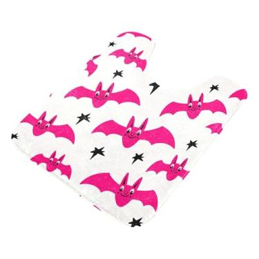 Imagem de Burbuja Tapete de banheiro Pink Bats, tapete de banho absorvente de pelúcia macio, base de vaso sanitário antiderrapante para piso de banheiro, oval em forma de U