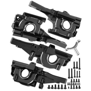 Imagem de hopsupRC Aluminum Front Rear Bulkhead Gearbox Upgrades for 1/16 Mini E-Revo Slash Summit RC Car,Alloy Front Rear Bulkhead Transmission Case Hops Up,Black