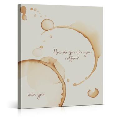 Imagem de Impressão de arte de parede de mancha de café romântica engraçada dia dos namorados pintura de parede para casa cozinha café bar tela 20 x 25 centímetros emoldurada