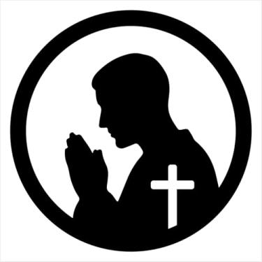 Imagem de Adesivo de Recorte - Fé Silhueta Homem Rezando - Decoração Religiosa para Parede Lisa, portas, carros, notebooks (PRETO, 16X16 CM)