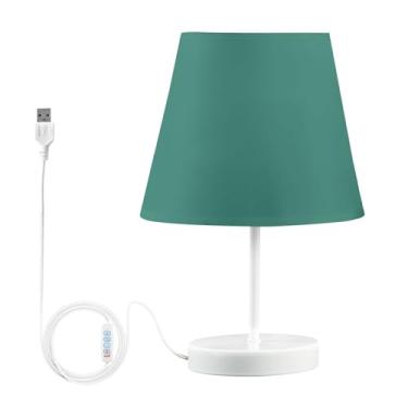 Imagem de Joisal Luminária de cabeceira verde tartaruga marinha pequena com abajur de linho para quarto, luzes LED para cama