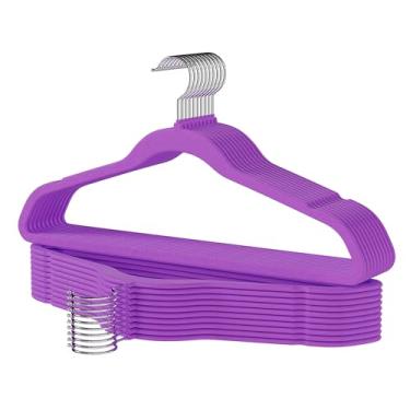 Imagem de Cabides de veludo premium, pacote com 60, cabide de feltro antiderrapante, resistente para casaco, cabides premium finos para guardar espaço para organizador de armário, gancho prateado giratório de