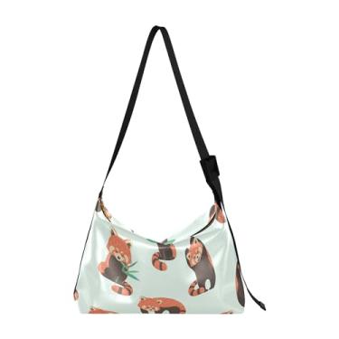 Imagem de Bolsa feminina Hobo com estampa de selfie de cachorro de Natal grande bolsa de couro masculina bolsa de ombro com estampa animal colorida, Guaxinim fofo