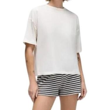 Imagem de Pijama Feminino Hering Curto Listrado Bege - 7C8G NM2EN-Feminino