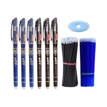Imagem de Canetas Gel Apagáveis Pretas E Azuis 57 Peças/Conjunto 0.5mm Esferográ