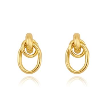 Imagem de LKingel Brincos de ouro para mulheres na moda brinco de ouro grosso brinco de nó dourado brincos pendentes brincos de declaração brincos de formatura joias para mulheres na moda 2025, Medium, Zinco