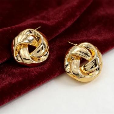 Imagem de Brincos femininos da moda transfronteiriça com design trançado torcido brincos de alta qualidade para presente diário elegante de outono/inverno