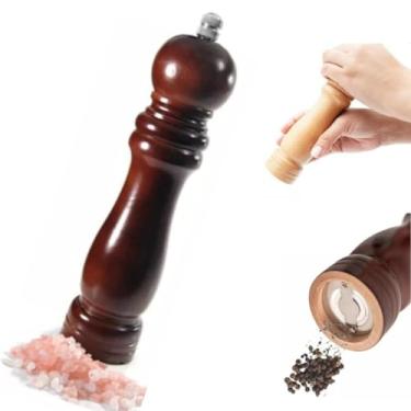 Imagem de Moedor DE MADEIRA TRITURADOR 20CM GRANDE Pimenta Sal Condimento Tempero Grão Manual CHURRASQUEIRA COZINHA LUXO MOER LAMINA CERAMICA BAMBU (MARROM)