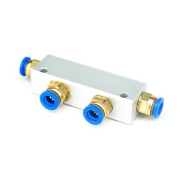 Imagem de ROUPWKWO A Kit Push Fit 8 mm 2 Way Pneumático Air Manifold Block Splitter com Acopladores