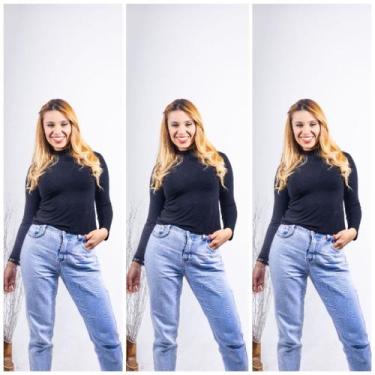 Imagem de Kit 3 blusa feminina gola alta de manga longa - GK TODA BELA, Preto, P